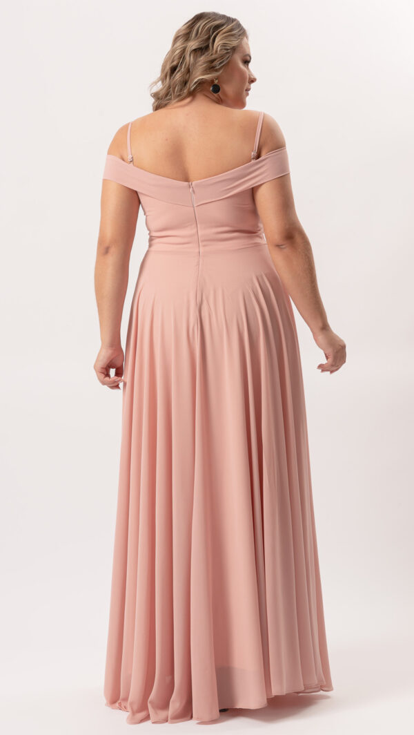 Vestido de Festa Plus Size em Crepe Chiffon Alça Fina - Image 4