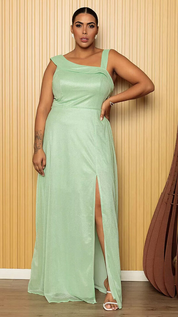 Vestido de Festa Plus Size com Brilho Alças - Image 7