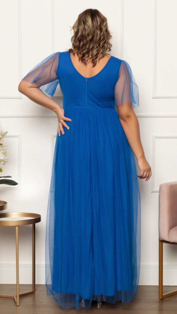 Vestido longo de Festa Plus Size em Tule sem Fenda - Image 10