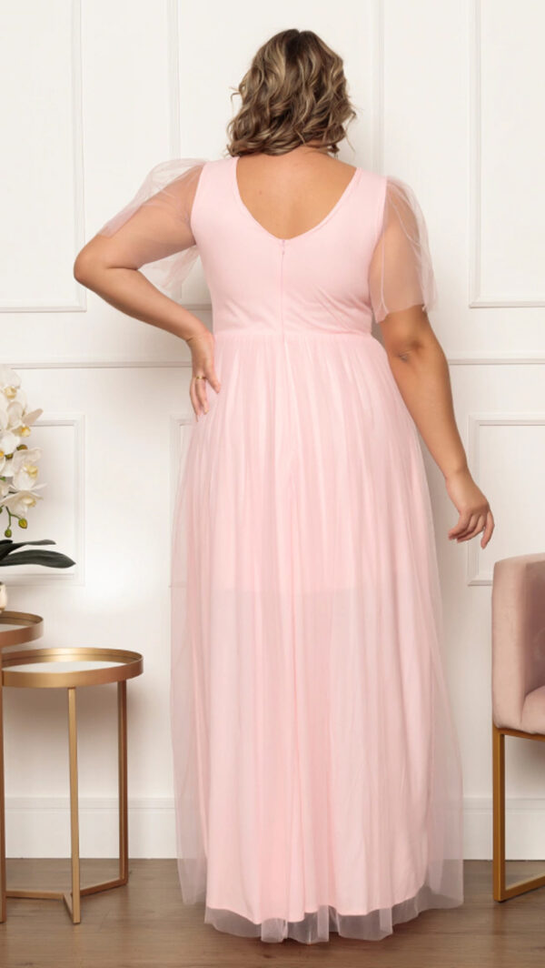 Vestido longo de Festa Plus Size em Tule sem Fenda - Image 6