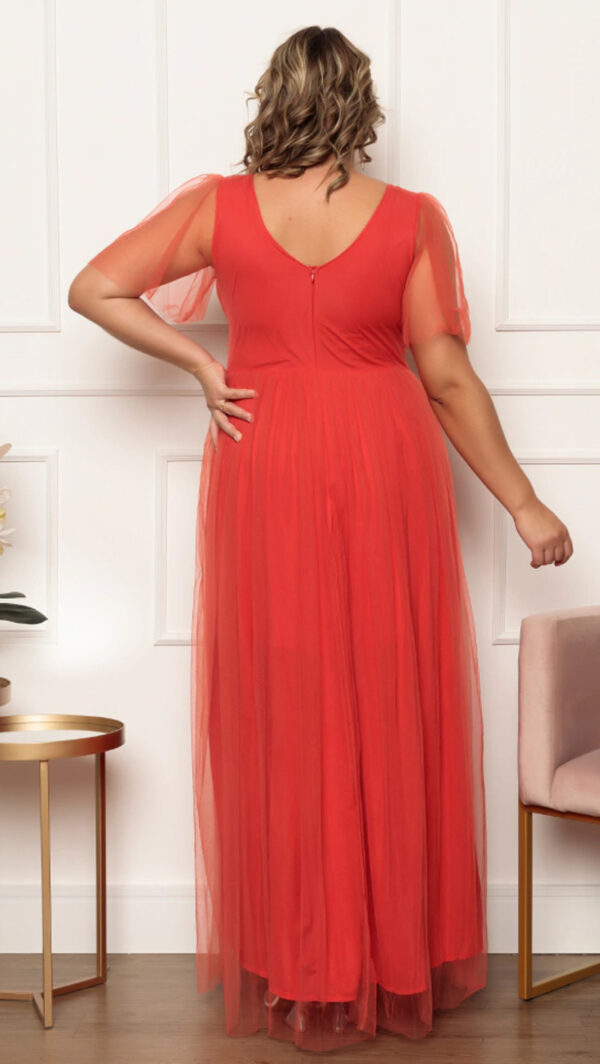 Vestido longo de Festa Plus Size em Tule sem Fenda - Image 7